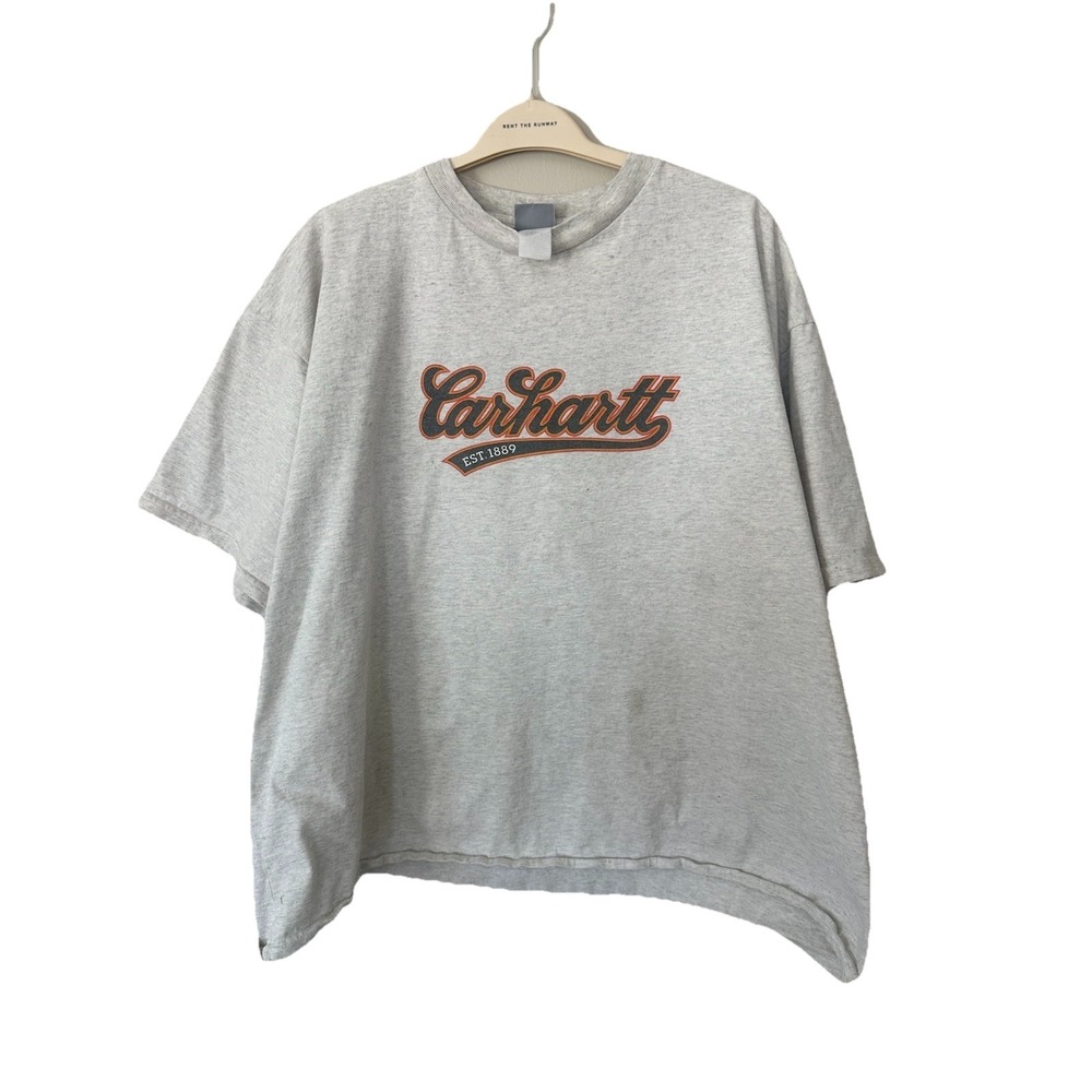 Vintage Retro Carhartt‎ Classic Script Logo Workwear T-Shirt Size XL